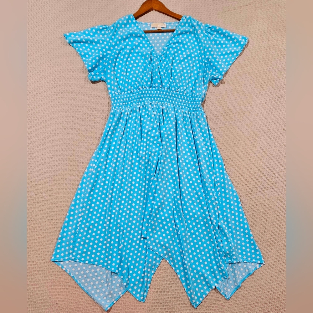 MICHAEL Michael Kors Designer Turquoise‎ & White Polka Dot Dress Nordsrom 1X